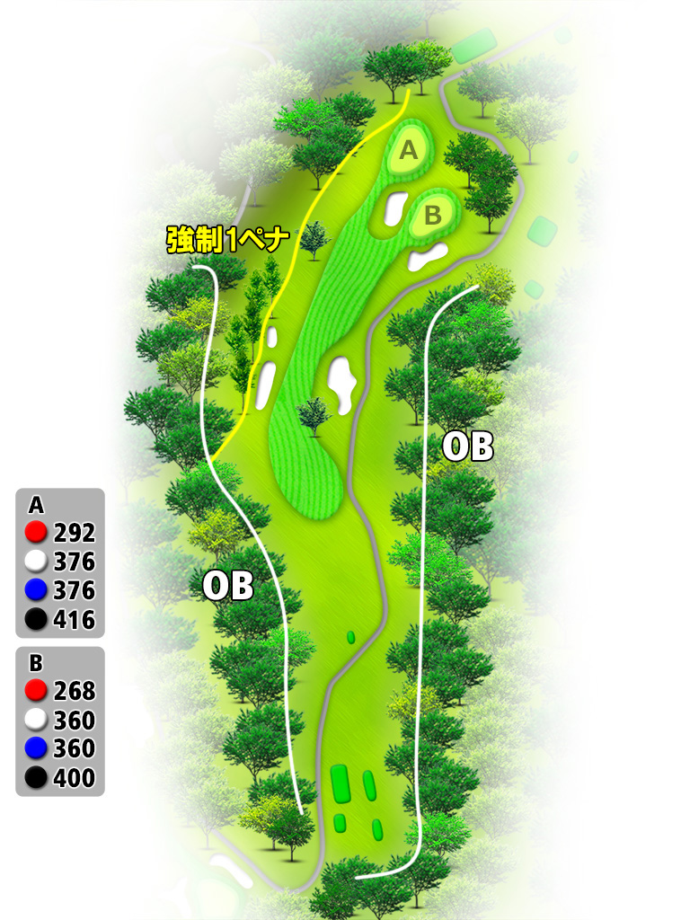 セントラルゴルフクラブ 東OUT4番ホール コース図