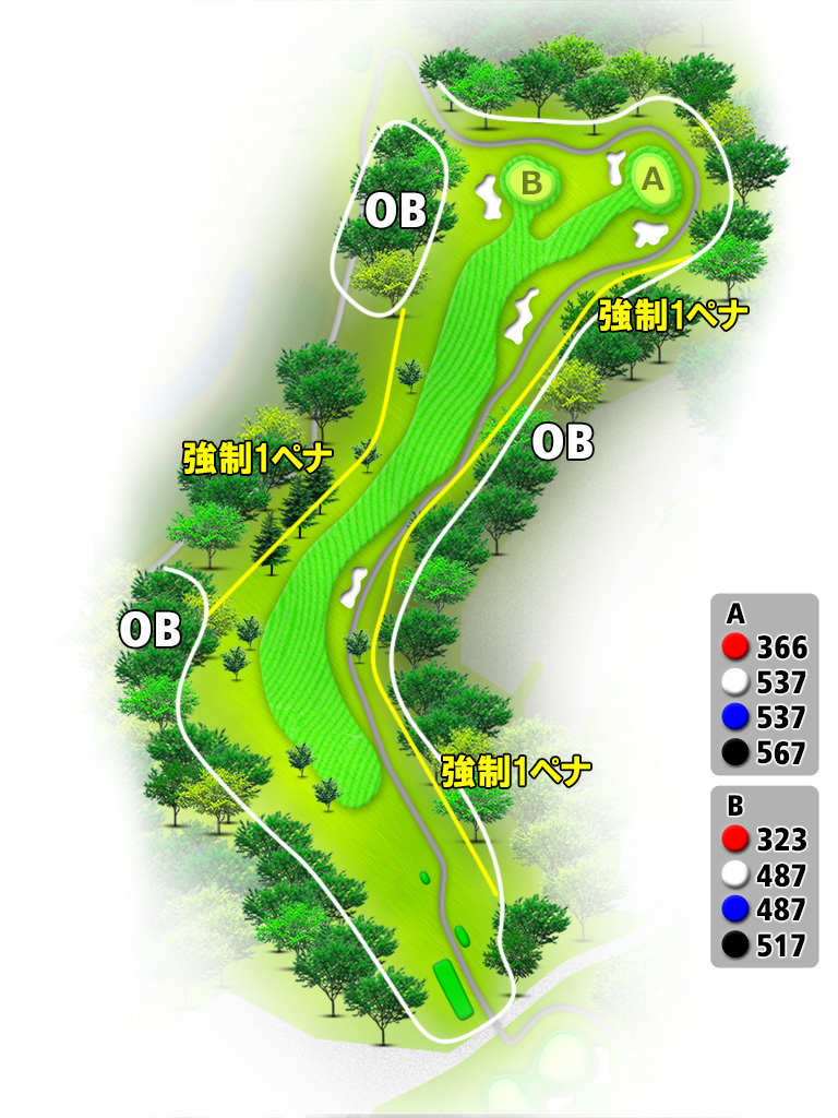 セントラルゴルフクラブ 東OUT7番ホール コース図