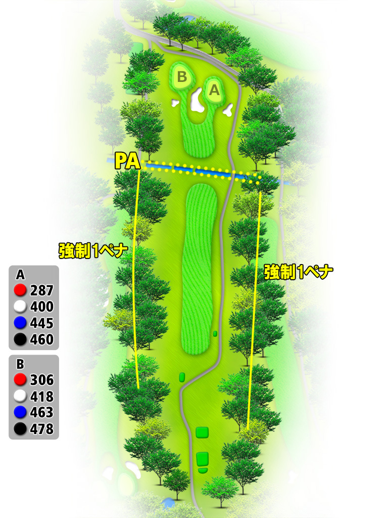 セントラルゴルフクラブ 東OUT9番ホール コース図