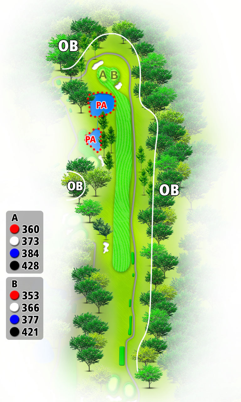 セントラルゴルフクラブ 西OUT2番ホール コース図