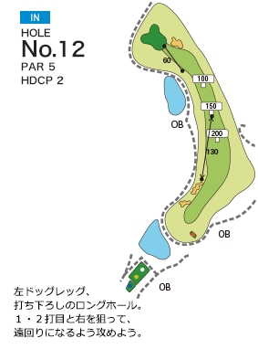 岡山国際ゴルフ倶楽部 IN12番ホール コース図