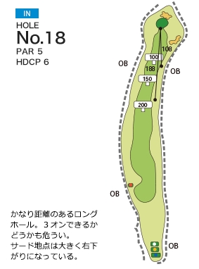 岡山国際ゴルフ倶楽部 IN18番ホール コース図