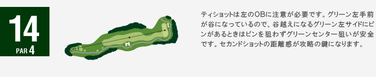 ジャパンクラシックカントリー倶楽部 キングIN14番ホール コース図