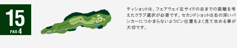 ジャパンクラシックカントリー倶楽部 キングIN15番ホール コース図