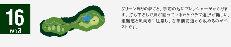 ジャパンクラシックカントリー倶楽部 キングIN16番ホール コース図