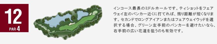 ジャパンクラシックカントリー倶楽部 クイーンIN12番ホール コース図