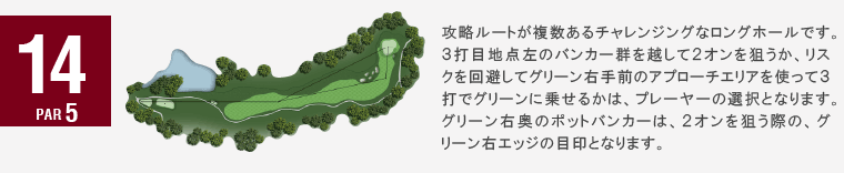 ジャパンクラシックカントリー倶楽部 クイーンIN14番ホール コース図