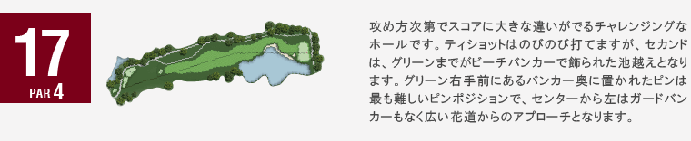 ジャパンクラシックカントリー倶楽部 クイーンIN17番ホール コース図