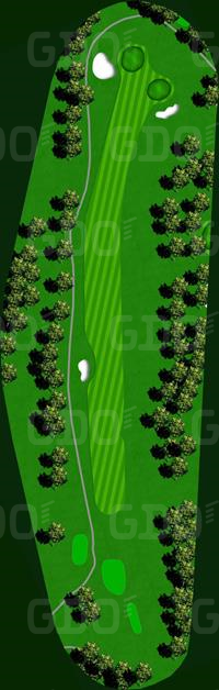 常陽カントリー倶楽部 OUT1番ホール コース図