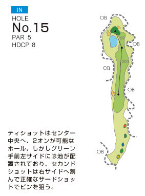 ニューキャピタルゴルフ倶楽部 IN15番ホール コース図
