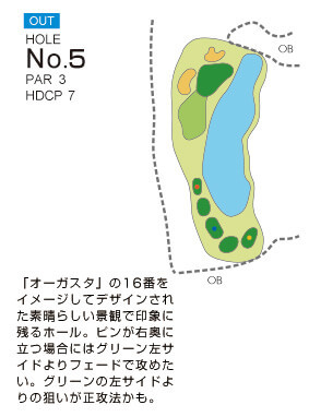 ニューキャピタルゴルフ倶楽部 OUT5番ホール コース図