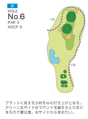 南総ヒルズカントリークラブ（旧：エンゼルカントリークラブ） 東6番ホール コース図