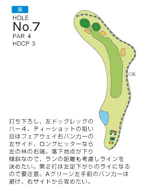 南総ヒルズカントリークラブ（旧：エンゼルカントリークラブ） 東7番ホール コース図
