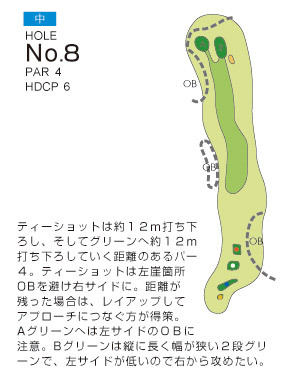 南総ヒルズカントリークラブ（旧：エンゼルカントリークラブ） 中8番ホール コース図