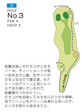 南総ヒルズカントリークラブ（旧：エンゼルカントリークラブ） 西3番ホール コース図