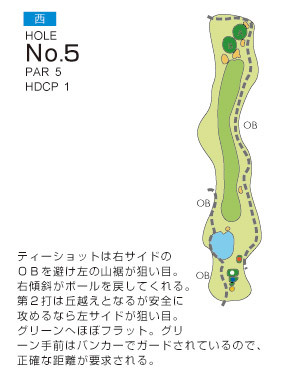 南総ヒルズカントリークラブ（旧：エンゼルカントリークラブ） 西5番ホール コース図