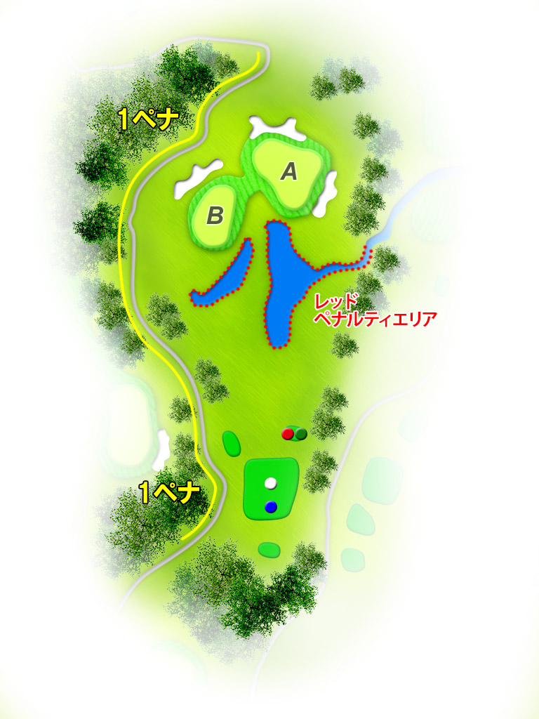 石岡ウエストカントリークラブ（旧：石岡ゴルフ倶楽部ウエストコース） IN17番ホール コース図