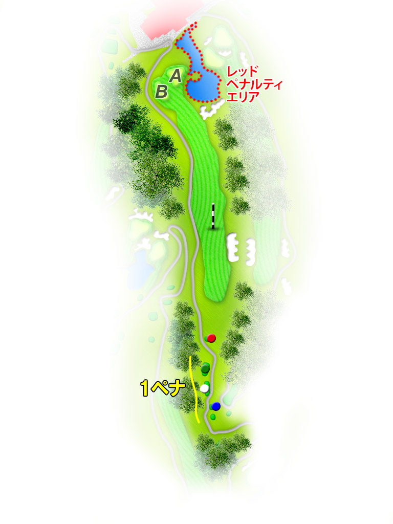 石岡ウエストカントリークラブ（旧：石岡ゴルフ倶楽部ウエストコース） IN18番ホール コース図