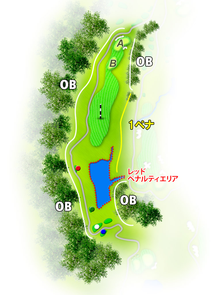 石岡ウエストカントリークラブ（旧：石岡ゴルフ倶楽部ウエストコース） OUT3番ホール コース図