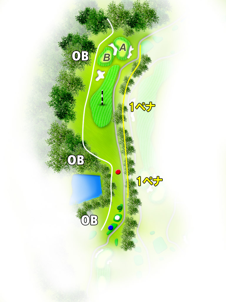 石岡ウエストカントリークラブ（旧：石岡ゴルフ倶楽部ウエストコース） OUT4番ホール コース図