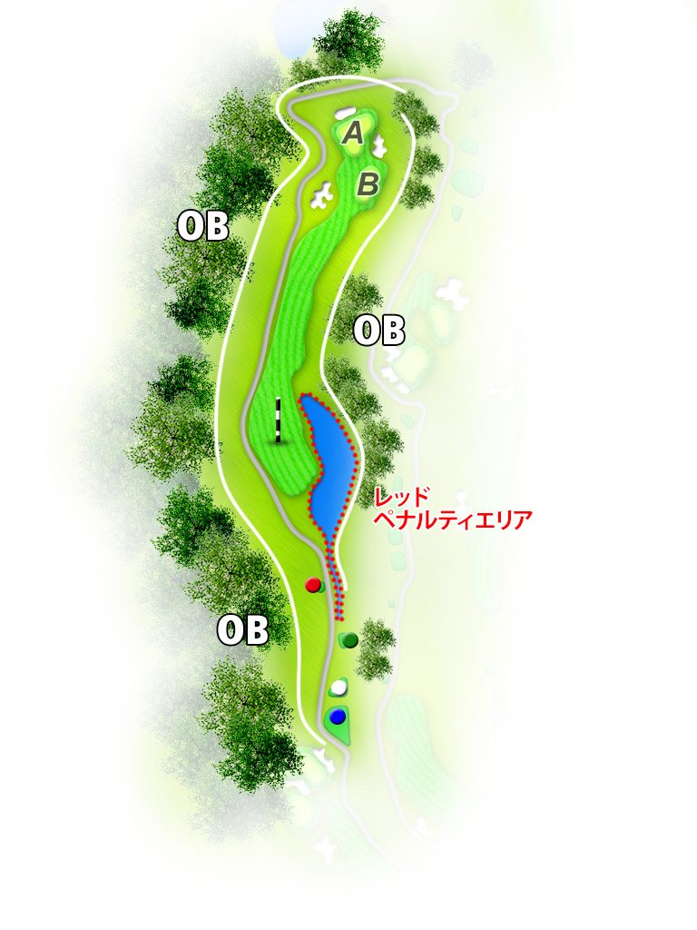 石岡ウエストカントリークラブ（旧：石岡ゴルフ倶楽部ウエストコース） OUT5番ホール コース図