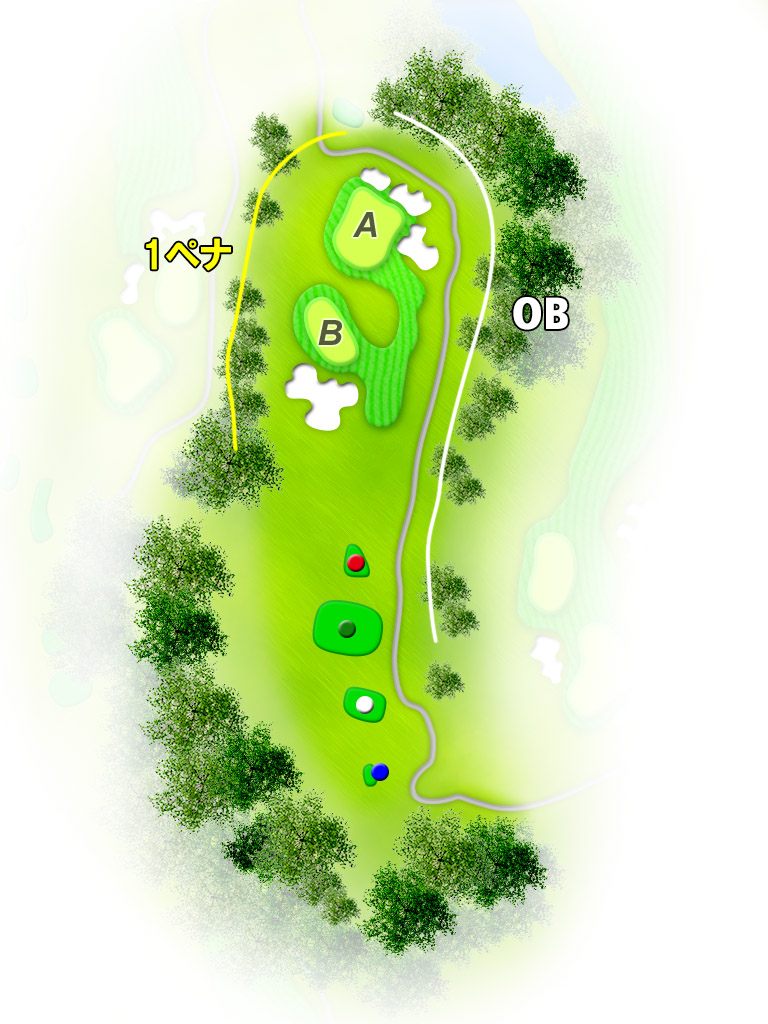 石岡ウエストカントリークラブ（旧：石岡ゴルフ倶楽部ウエストコース） OUT6番ホール コース図