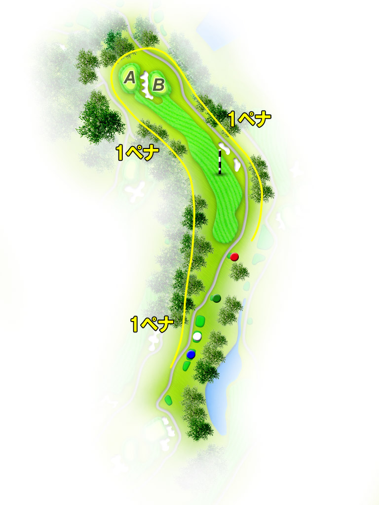 石岡ウエストカントリークラブ（旧：石岡ゴルフ倶楽部ウエストコース） OUT7番ホール コース図