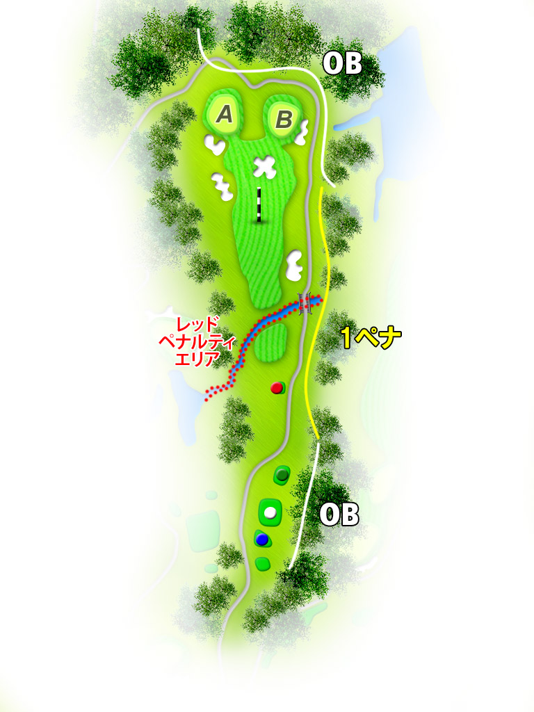 石岡ウエストカントリークラブ（旧：石岡ゴルフ倶楽部ウエストコース） OUT8番ホール コース図