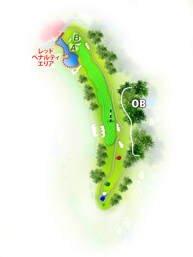 石岡ウエストカントリークラブ（旧：石岡ゴルフ倶楽部ウエストコース） OUT9番ホール コース図