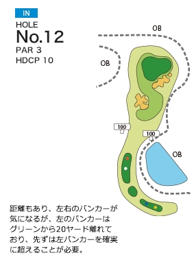 ムーンレイクゴルフクラブ 茂原コース IN12番ホール コース図