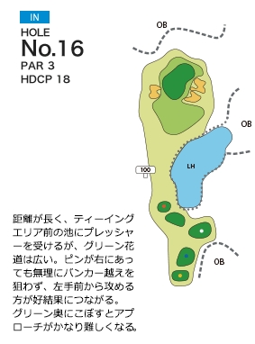 ムーンレイクゴルフクラブ 茂原コース IN16番ホール コース図