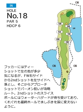 ムーンレイクゴルフクラブ 茂原コース IN18番ホール コース図