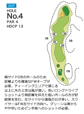 ムーンレイクゴルフクラブ 茂原コース OUT4番ホール コース図