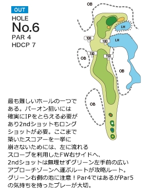ムーンレイクゴルフクラブ 茂原コース OUT6番ホール コース図