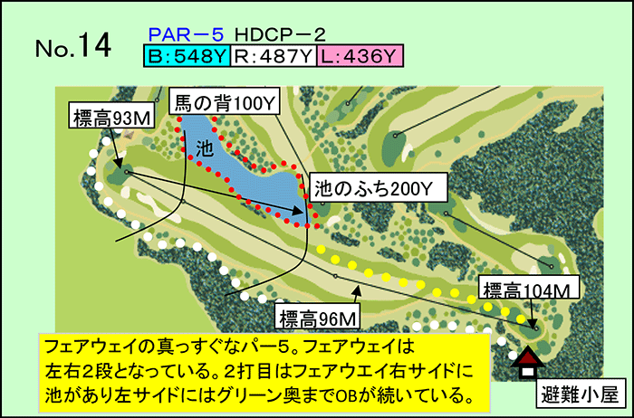 桂ヶ丘カントリークラブ IN14番ホール コース図