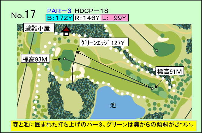 桂ヶ丘カントリークラブ IN17番ホール コース図
