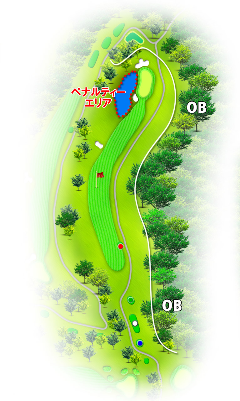 おかだいらゴルフリンクス IN18番ホール コース図