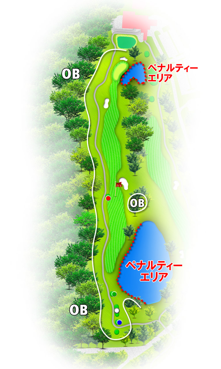 おかだいらゴルフリンクス OUT9番ホール コース図