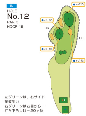 大秦野カントリークラブ IN12番ホール コース図