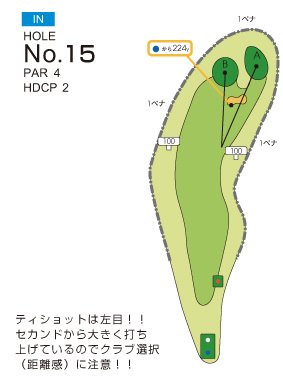 大秦野カントリークラブ IN15番ホール コース図
