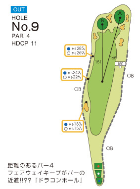 大秦野カントリークラブ OUT9番ホール コース図