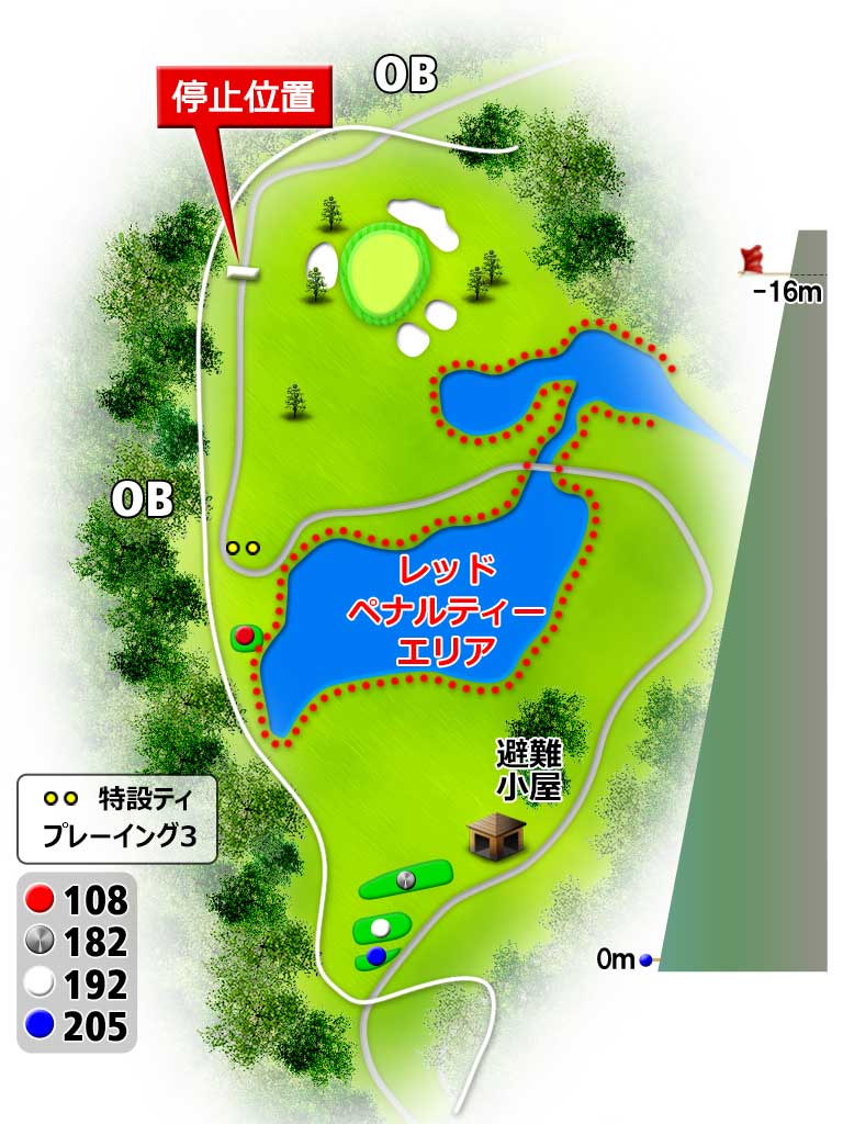 北海道ポロトゴルフクラブ OUT3番ホール コース図