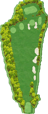 国際レディースゴルフ倶楽部 OUT1番ホール コース図