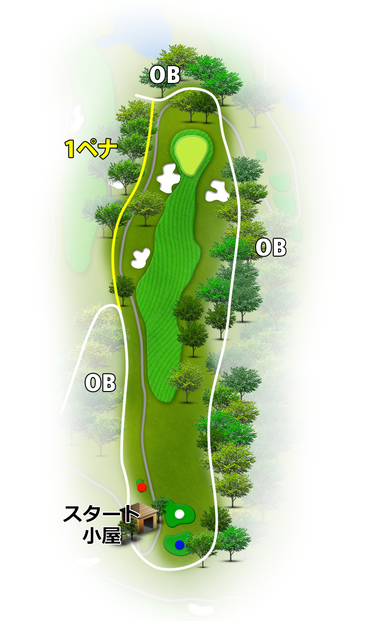 ロータリーゴルフ倶楽部 オールドコースOUT1番ホール コース図