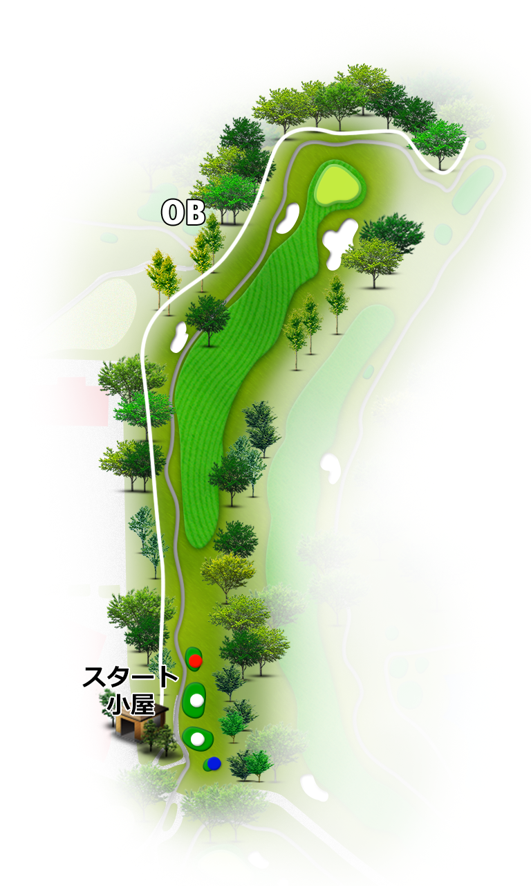 ロータリーゴルフ倶楽部 ニューコースOUT1番ホール コース図