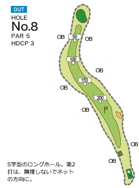 皐月ゴルフ倶楽部 竜王コース OUT8番ホール コース図