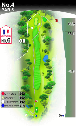札樽ゴルフ倶楽部 OUT4番ホール コース図