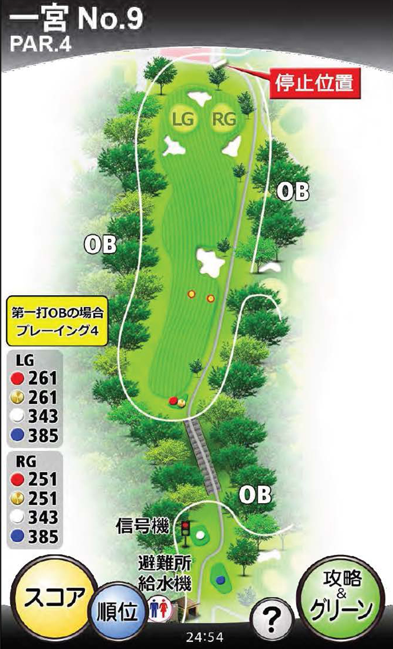 ザ・フォレストカントリークラブ（静岡県） 一宮コース9番ホール コース図