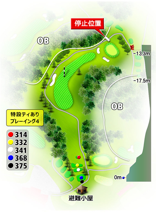 矢部サンバレーカントリークラブ OUT1番ホール コース図