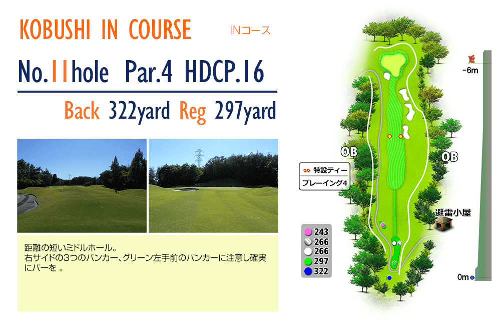 こぶしゴルフ倶楽部 IN11番ホール コース図